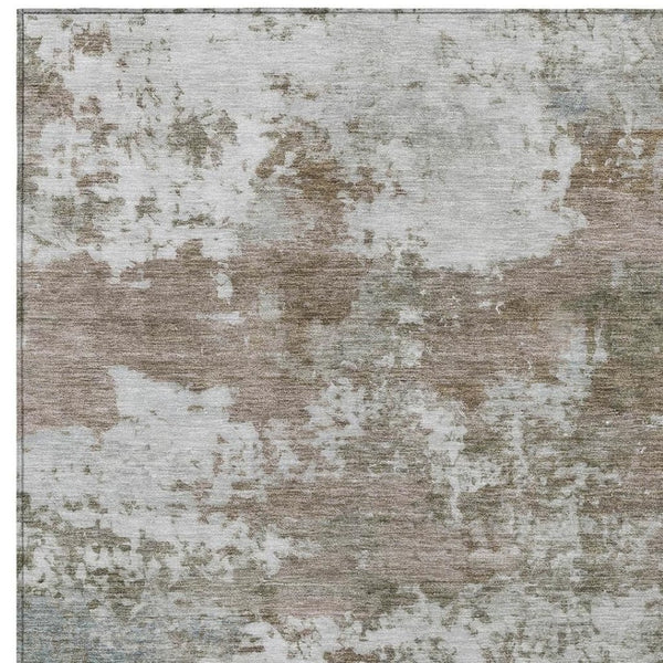HomeRoots 10' Brown and Beige Abstract Area Rug - Versatile Indoor/Outdoor Washable Design for High-Traffic Spaces 689094