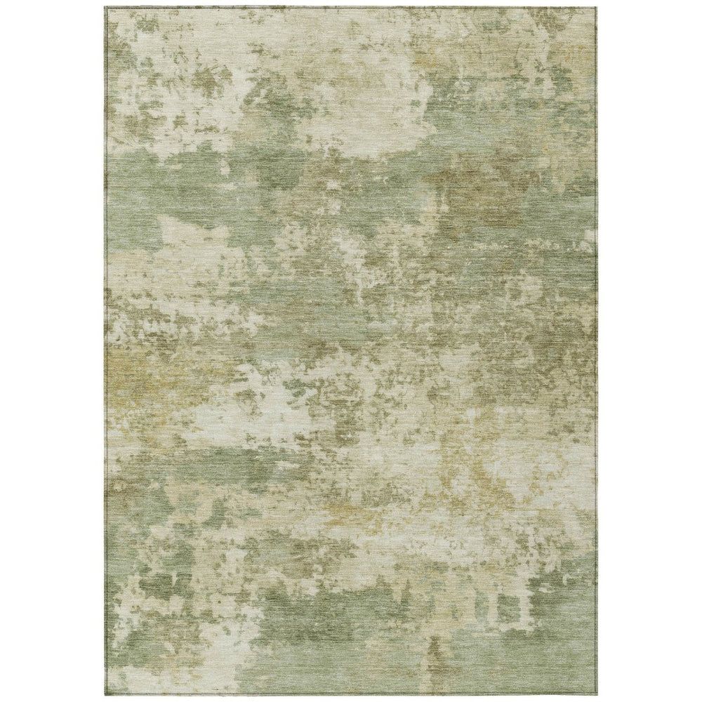 HomeRoots 5' Vibrant Lime Green and Beige Abstract Washable Area Rug for Indoor and Outdoor Spaces, Durable! 689096