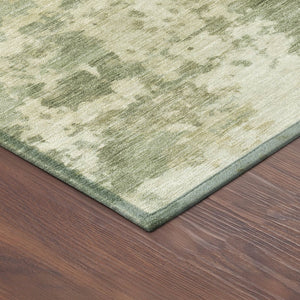 HomeRoots 8' Vibrant Lime Green & Beige Round Abstract Rug - Washable, Durable for Indoor & Outdoor Spaces 689097