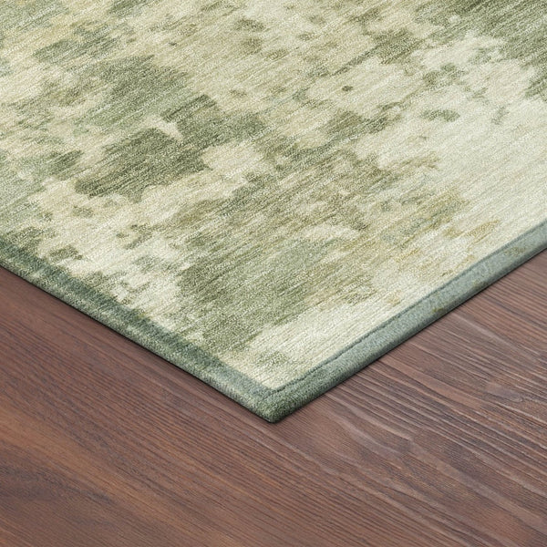 HomeRoots 8' Vibrant Lime Green & Beige Round Abstract Rug - Washable, Durable for Indoor & Outdoor Spaces 689097