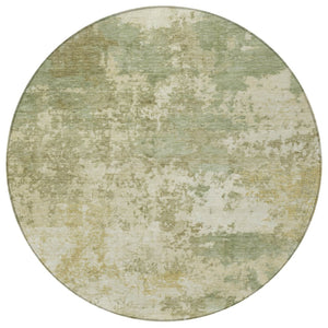 HomeRoots 8' Vibrant Lime Green & Beige Round Abstract Rug - Washable, Durable for Indoor & Outdoor Spaces 689097