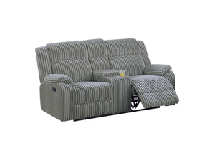 English Elm Modern Corduroy Reclining Loveseat and Chair Set with Cup Holders Ash Legs Plush Comfort Smoke B011S02400
