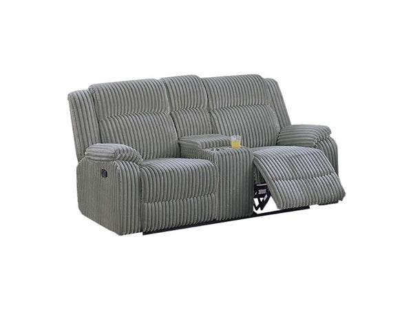 English Elm Modern Corduroy Reclining Loveseat and Chair Set with Cup Holders Ash Legs Plush Comfort Smoke B011S02400