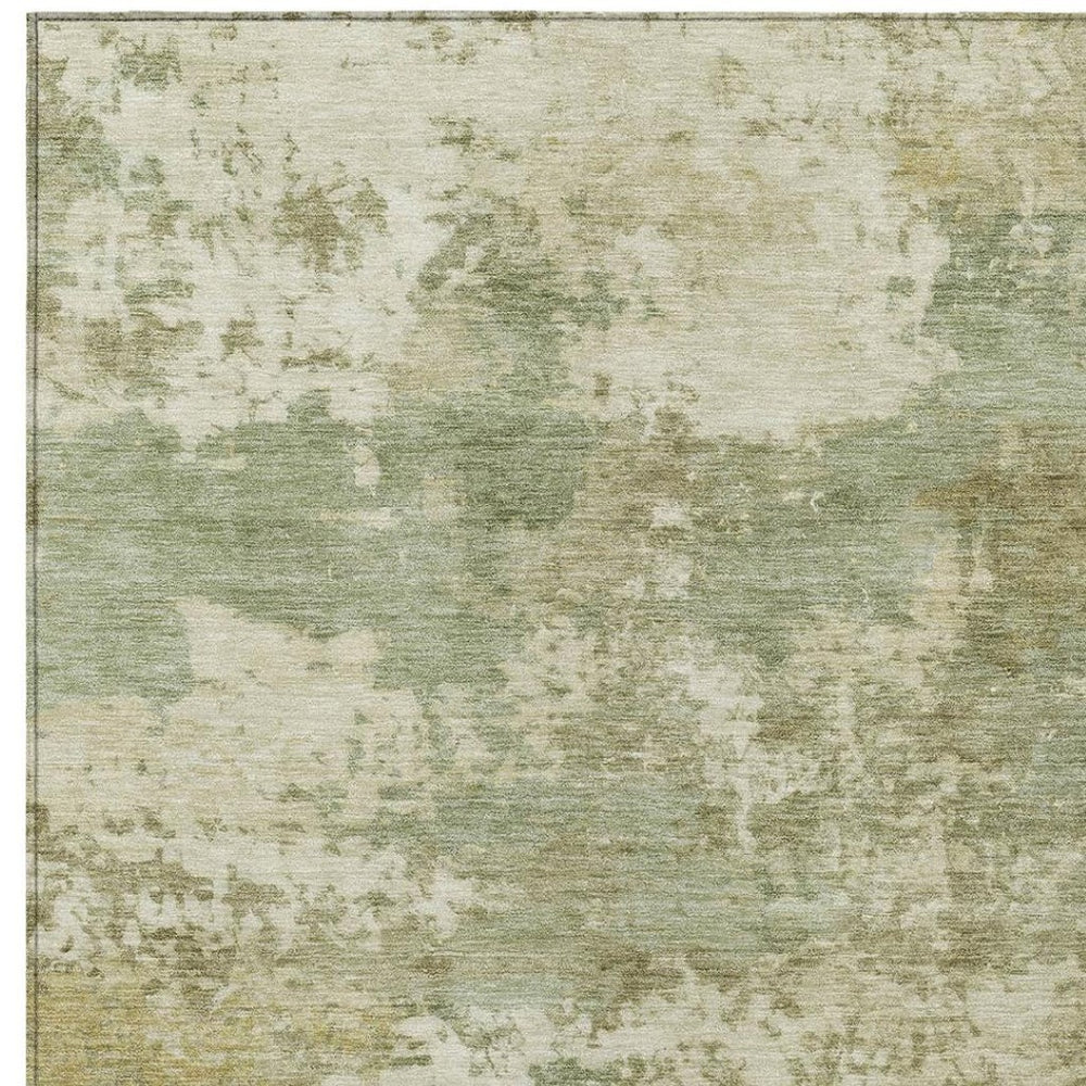 HomeRoots 10' Stylish Lime Green and Beige Abstract Washable Area Rug for Indoor/Outdoor Use – Durable & Chic! 689100