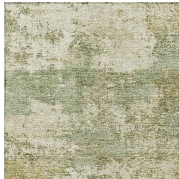 HomeRoots 10' Stylish Lime Green and Beige Abstract Washable Area Rug for Indoor/Outdoor Use – Durable & Chic! 689100