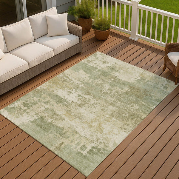 HomeRoots 10' Stylish Lime Green and Beige Abstract Washable Area Rug for Indoor/Outdoor Use – Durable & Chic! 689100