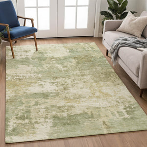 HomeRoots 10' Stylish Lime Green and Beige Abstract Washable Area Rug for Indoor/Outdoor Use – Durable & Chic! 689100