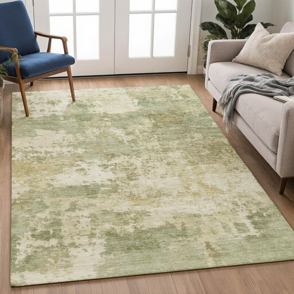 HomeRoots 10' Stylish Lime Green and Beige Abstract Washable Area Rug for Indoor/Outdoor Use – Durable & Chic! 689100