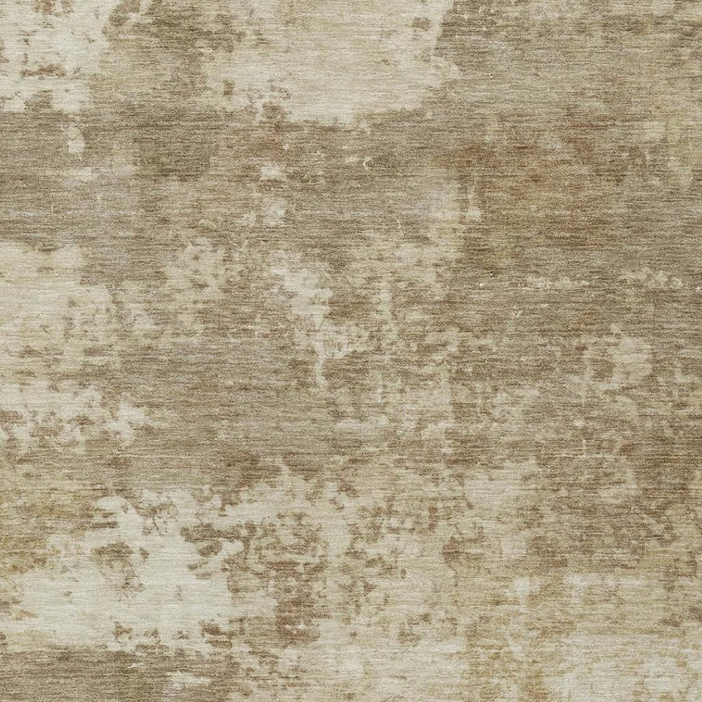 HomeRoots 8' x 10' Khaki and Beige Abstract Area Rug - Stylish, Washable, Indoor/Outdoor, Perfect for Families! 689104