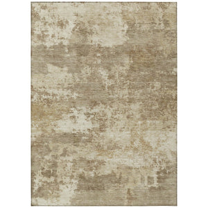 HomeRoots 8' x 10' Khaki and Beige Abstract Area Rug - Stylish, Washable, Indoor/Outdoor, Perfect for Families! 689104