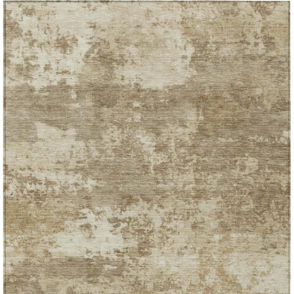 HomeRoots 10' Khaki & Beige Abstract Washable Area Rug – Stylish Indoor/Outdoor Décor for High-Traffic Spaces 689106