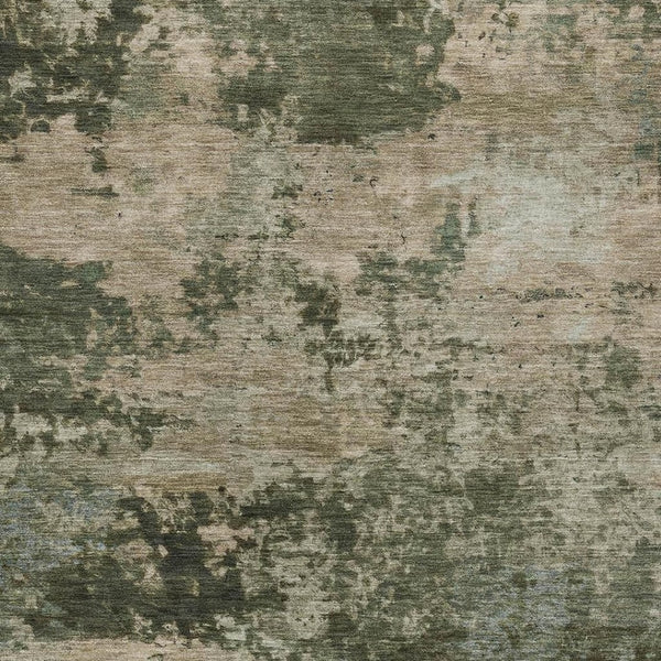 HomeRoots 5' Abstract Olive Green and Beige Washable Area Rug for Indoor/Outdoor High Traffic Spaces 689108
