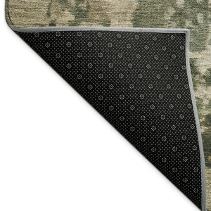 HomeRoots 5' Abstract Olive Green and Beige Washable Area Rug for Indoor/Outdoor High Traffic Spaces 689108