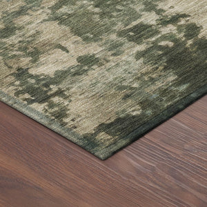 HomeRoots 8' Modern Round Abstract Area Rug in Olive Green and Beige - Washable for Indoor & Outdoor Use 689109
