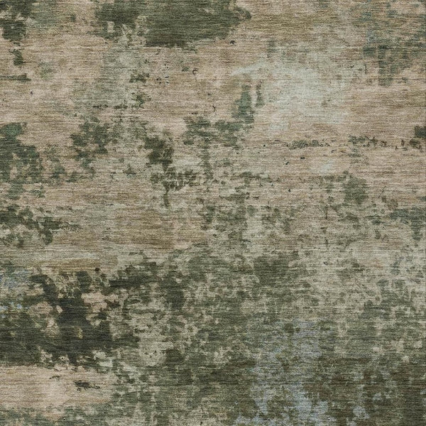 HomeRoots 8' x 10' Stylish Olive Green & Beige Abstract Washable Area Rug for Indoor & Outdoor Spaces 689110