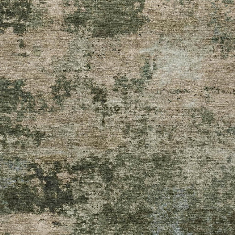 HomeRoots 9' X 12' Olive Green Abstract Area Rug - Washable, Durable & Stylish for Indoor/Outdoor Spaces 689111