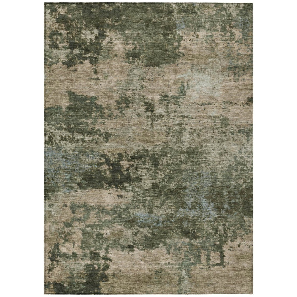 HomeRoots 9' X 12' Olive Green Abstract Area Rug - Washable, Durable & Stylish for Indoor/Outdoor Spaces 689111