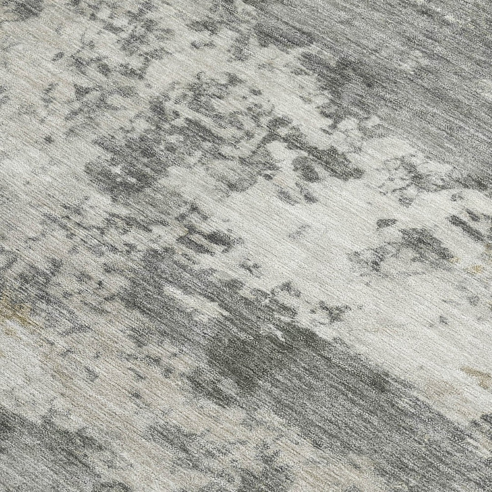 HomeRoots 9' X 12' Stylish Pewter & Ivory Abstract Washable Indoor/Outdoor Rug for Modern Spaces 689117