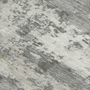 HomeRoots 9' X 12' Stylish Pewter & Ivory Abstract Washable Indoor/Outdoor Rug for Modern Spaces 689117