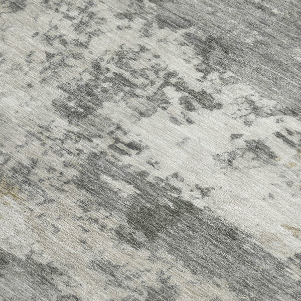 HomeRoots 9' X 12' Stylish Pewter & Ivory Abstract Washable Indoor/Outdoor Rug for Modern Spaces 689117
