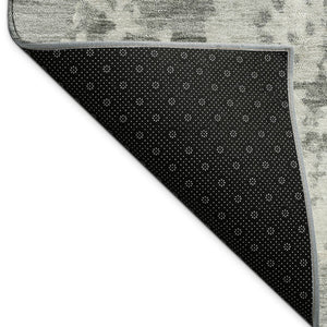 HomeRoots 9' X 12' Stylish Pewter & Ivory Abstract Washable Indoor/Outdoor Rug for Modern Spaces 689117