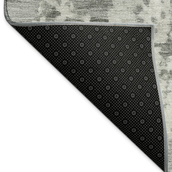 HomeRoots 9' X 12' Stylish Pewter & Ivory Abstract Washable Indoor/Outdoor Rug for Modern Spaces 689117