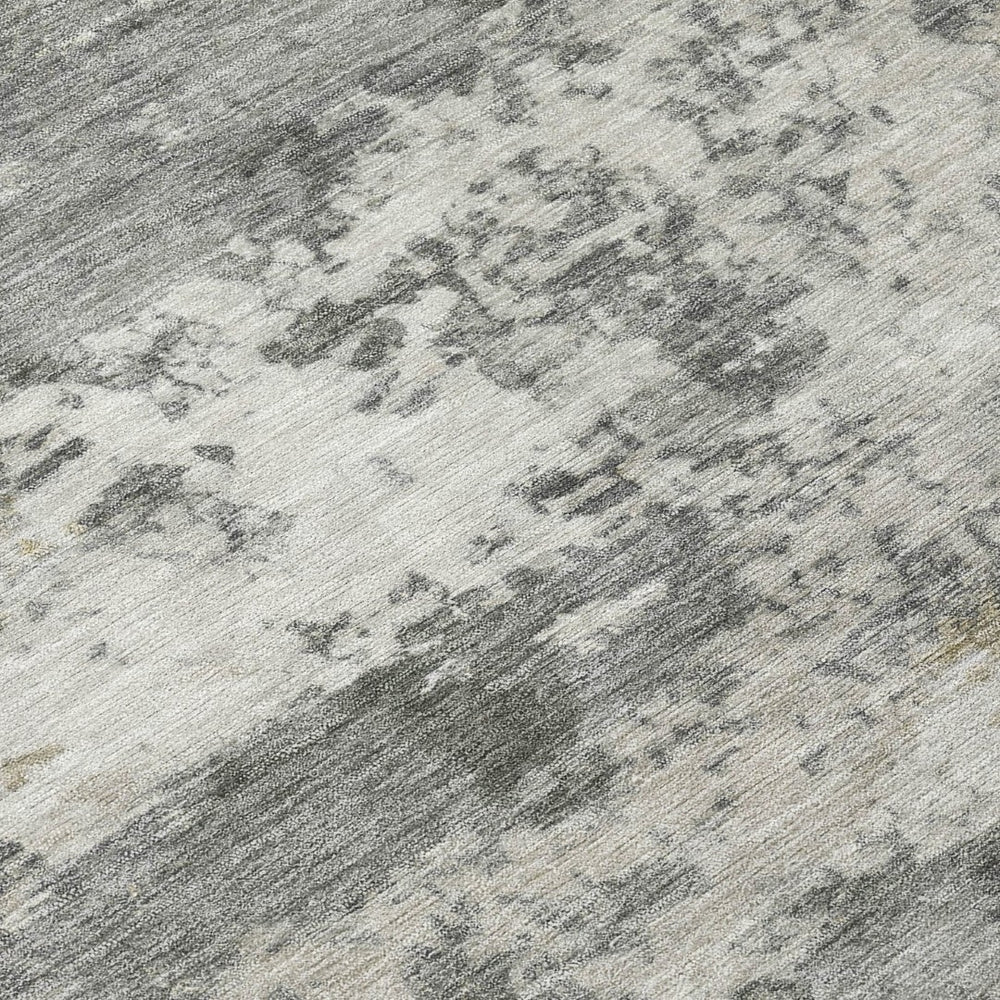 HomeRoots 9' X 12' Stylish Pewter & Ivory Abstract Washable Indoor/Outdoor Rug for Modern Spaces 689117