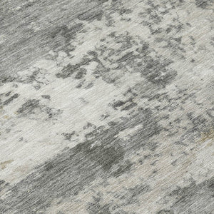 HomeRoots 9' X 12' Stylish Pewter & Ivory Abstract Washable Indoor/Outdoor Rug for Modern Spaces 689117