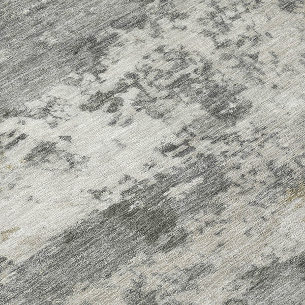 HomeRoots 9' X 12' Stylish Pewter & Ivory Abstract Washable Indoor/Outdoor Rug for Modern Spaces 689117