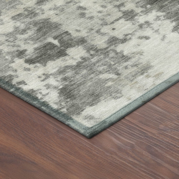HomeRoots 10' X 14' Contemporary Pewter & Ivory Abstract Washable Area Rug for Indoor/Outdoor Spaces 689118