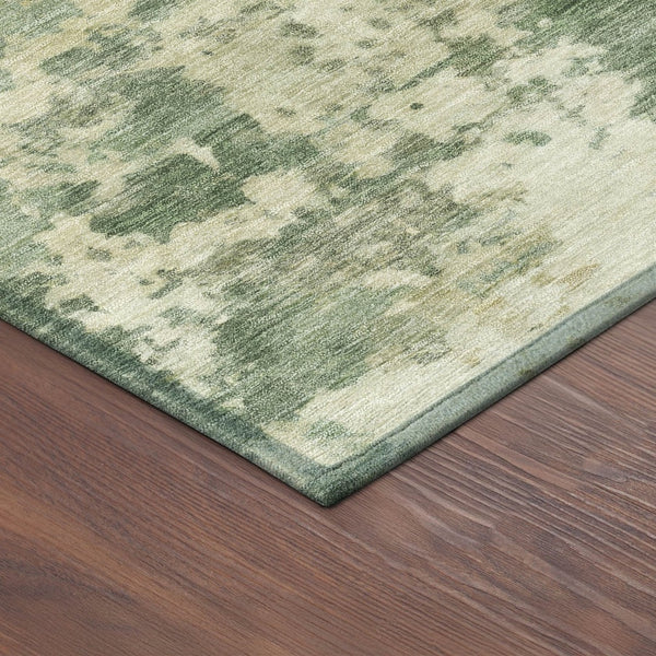 HomeRoots 8' Sage and Beige Round Abstract Indoor-Outdoor Area Rug - Durable, Washable, Stylish for Any Space 689121