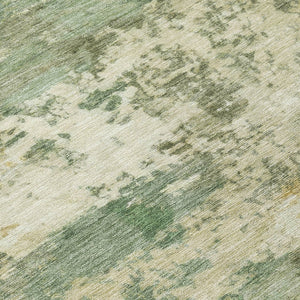 HomeRoots 8' Sage and Beige Round Abstract Indoor-Outdoor Area Rug - Durable, Washable, Stylish for Any Space 689121