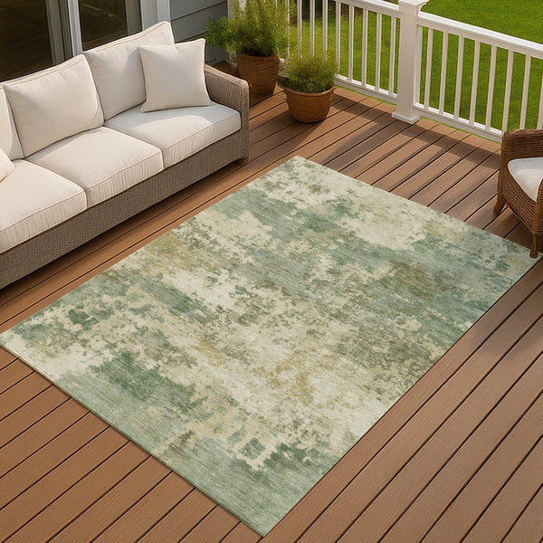 HomeRoots 10' Sage and Beige Abstract Washable Area Rug – Durable, Stylish, Indoor/Outdoor Solution for All Spaces 689124