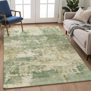 HomeRoots 10' Sage and Beige Abstract Washable Area Rug – Durable, Stylish, Indoor/Outdoor Solution for All Spaces 689124