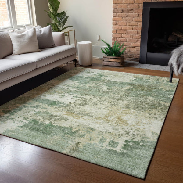 HomeRoots 10' Sage and Beige Abstract Washable Area Rug – Durable, Stylish, Indoor/Outdoor Solution for All Spaces 689124