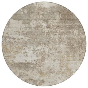 HomeRoots 8' Taupe and Beige Round Abstract Indoor/Outdoor Area Rug - Washable, Durable & Stylish Focal Point 689127