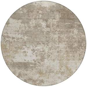 HomeRoots 8' Taupe and Beige Round Abstract Indoor/Outdoor Area Rug - Washable, Durable & Stylish Focal Point 689127