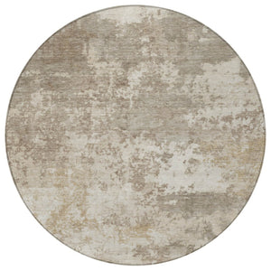 HomeRoots 8' Taupe and Beige Round Abstract Indoor/Outdoor Area Rug - Washable, Durable & Stylish Focal Point 689127