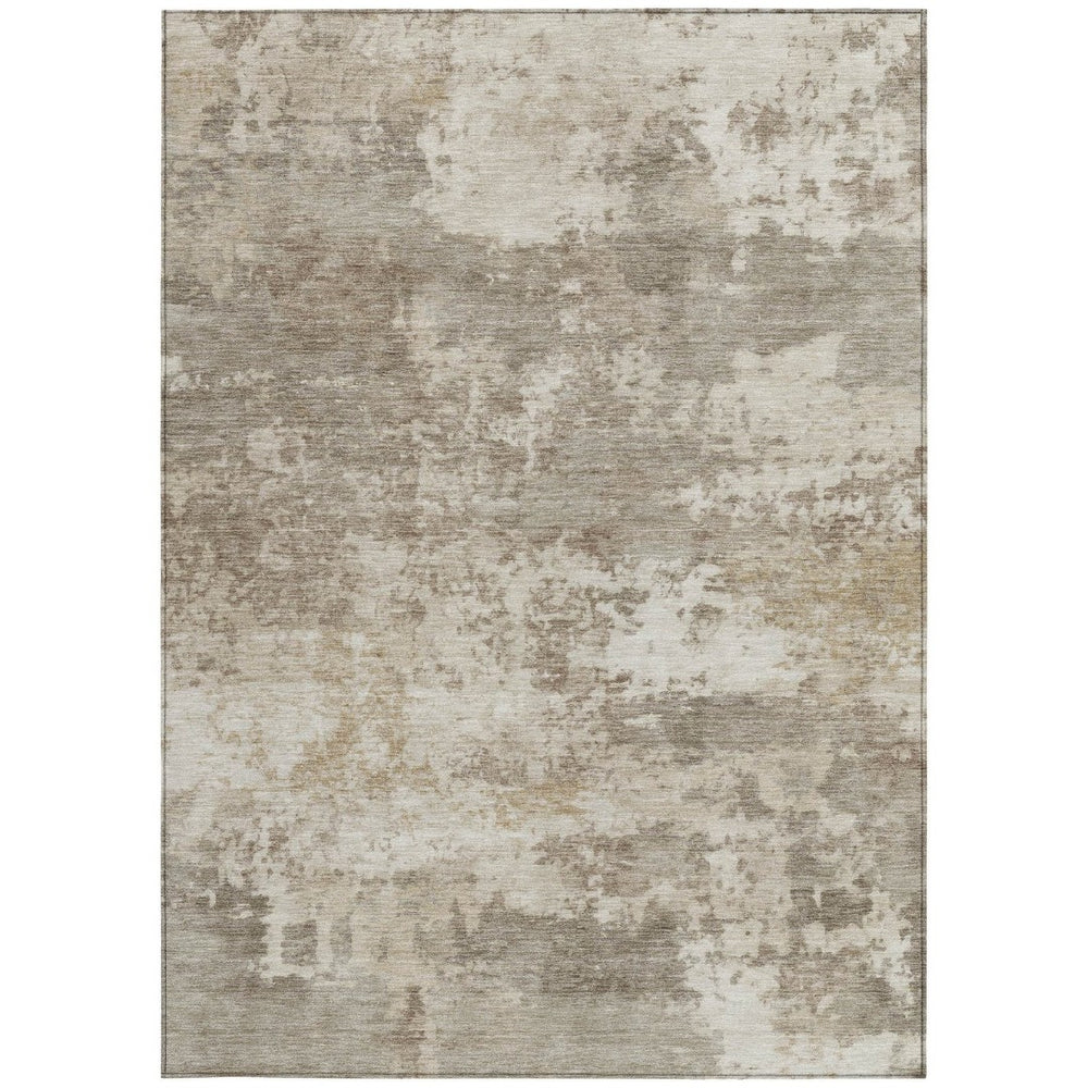 HomeRoots 10' Contemporary Taupe and Beige Abstract Washable Area Rug - Stylish Indoor/Outdoor Design! 689130