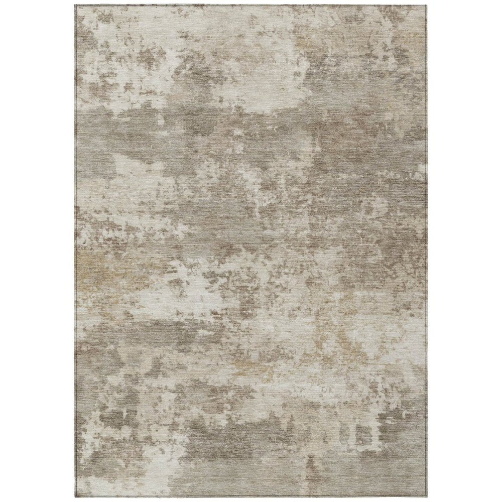 HomeRoots 10' Contemporary Taupe and Beige Abstract Washable Area Rug - Stylish Indoor/Outdoor Design! 689130