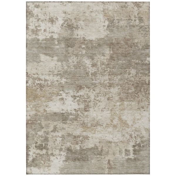 HomeRoots 10' Contemporary Taupe and Beige Abstract Washable Area Rug - Stylish Indoor/Outdoor Design! 689130