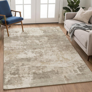 HomeRoots 10' Contemporary Taupe and Beige Abstract Washable Area Rug - Stylish Indoor/Outdoor Design! 689130