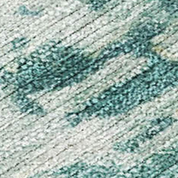 HomeRoots 5' X 8' Teal Blue & Ivory Abstract Washable Rug - Stylish Indoor/Outdoor Accent for Any Space! 689132