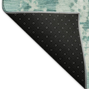HomeRoots 5' X 8' Teal Blue & Ivory Abstract Washable Rug - Stylish Indoor/Outdoor Accent for Any Space! 689132