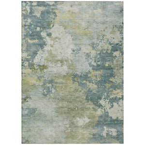 HomeRoots 5' X 8' Aqua and Green Abstract Area Rug - Washable, Durable Indoor/Outdoor Design for Any Space 689144