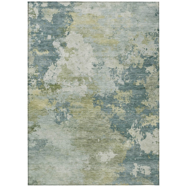 HomeRoots 5' X 8' Aqua and Green Abstract Area Rug - Washable, Durable Indoor/Outdoor Design for Any Space 689144