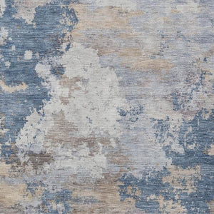 HomeRoots 5' Blue & Beige Abstract Washable Area Rug for Indoor & Outdoor Use - Durable, Stylish, Easy Care! 689150