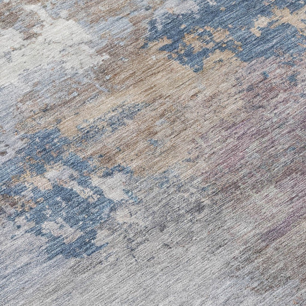 HomeRoots 8' Blue And Beige Round Abstract Area Rug - Stylish, Washable, Durable for Indoor & Outdoor Spaces 689151