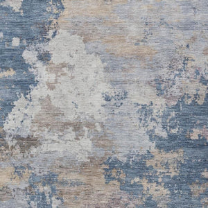 HomeRoots 8' X 10' Blue and Beige Abstract Washable Area Rug - Stylish Indoor/Outdoor Design for Every Space 689152