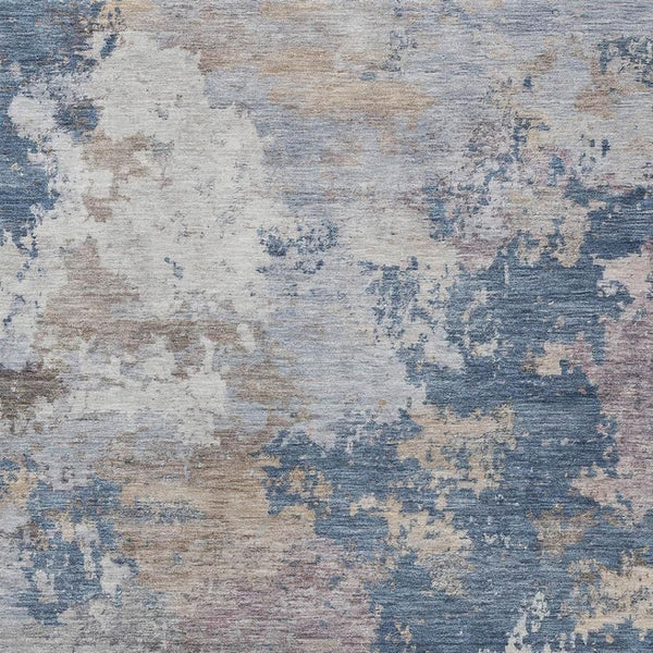 HomeRoots 9' x 12' Blue and Beige Abstract Area Rug - Stylish, Washable, Durable for Indoor & Outdoor Use! 689153